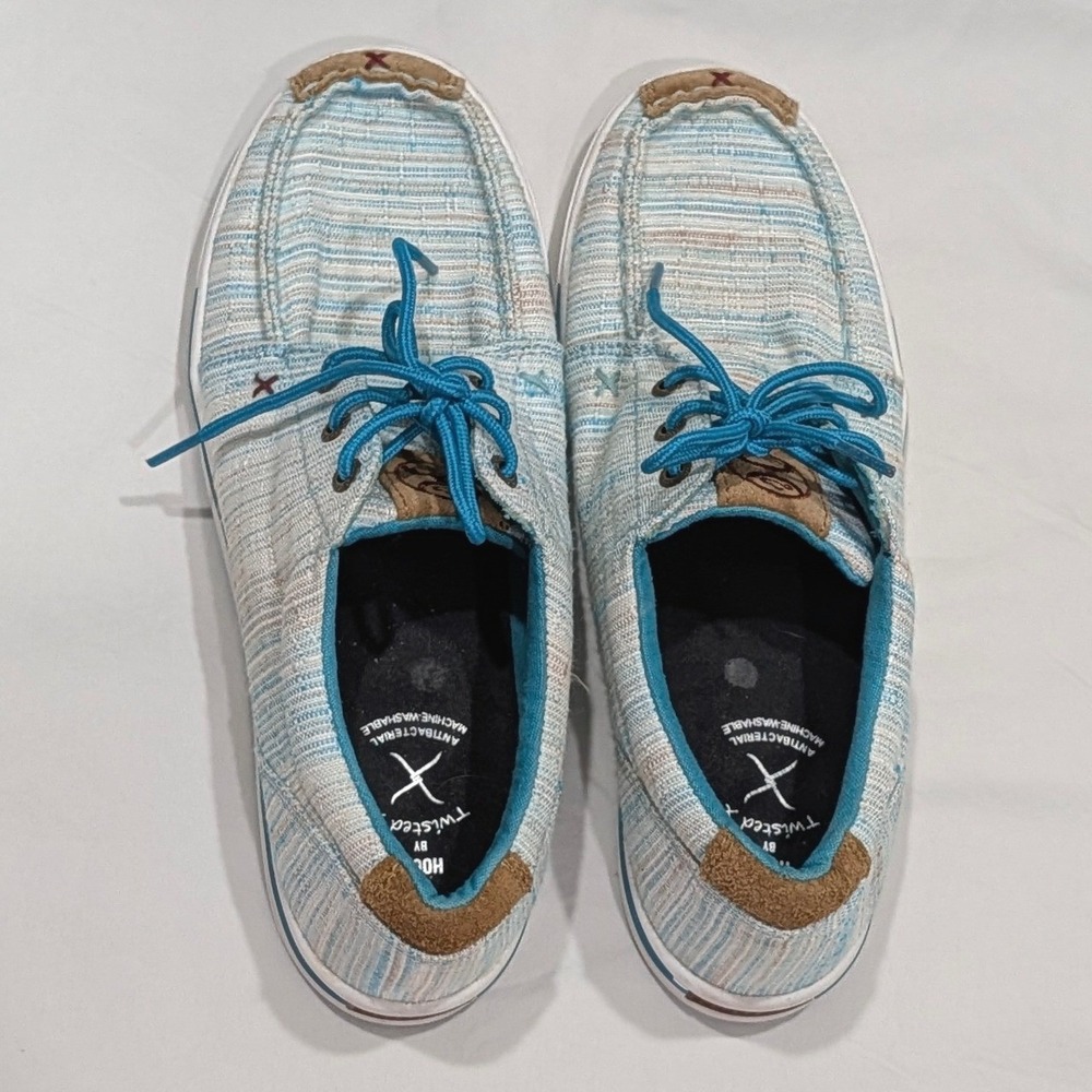 Twisted X Hooey Loper Blue White Woven Textile Moc Toe Sneakers Mens 8.5
